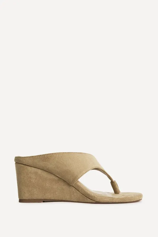 Avalon Sand Toe Post Wedge Sandals - Linzi