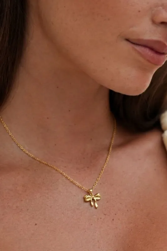 Gold Plated Bow Necklace - Serla