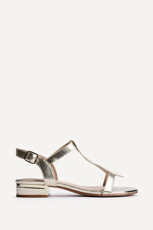 Deluxe Wide Fit Gold T-Bar Sandals