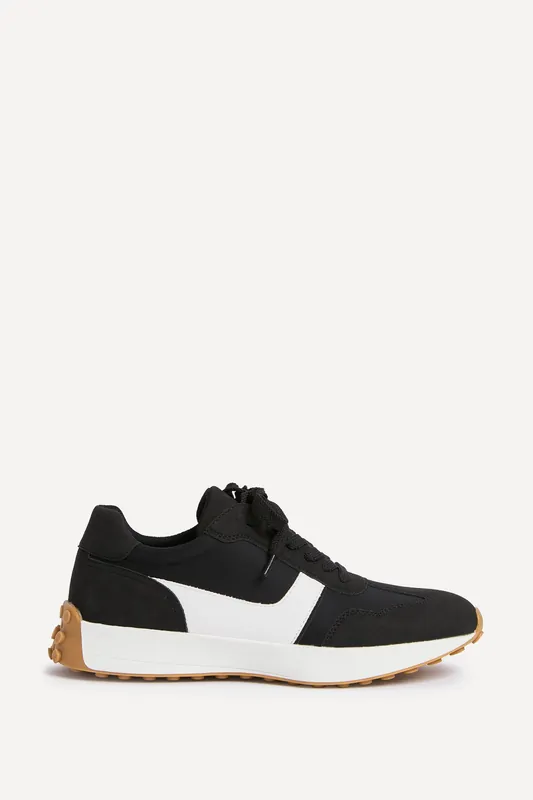 Hustle Black Suede Mix Sports Trainers - Linzi