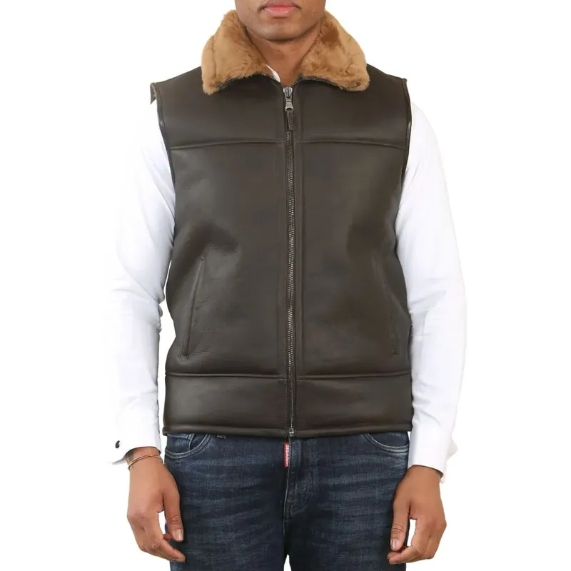 Aviator Shearling Sheepskin Gilet - TruClothing