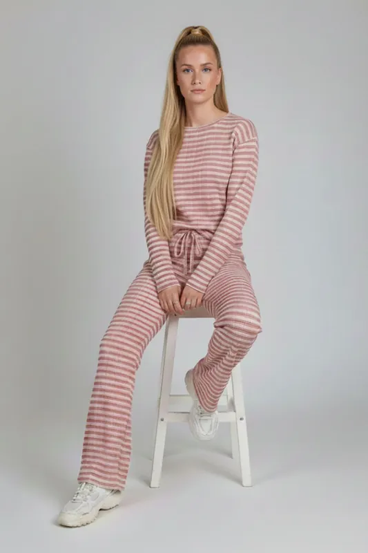 Stripe Long Sleeve Top and Trouser Co-ord Set