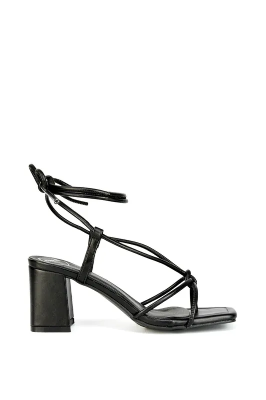 Mackenzie' Square Toe Post Lace up Block Heel Sandals - XY London