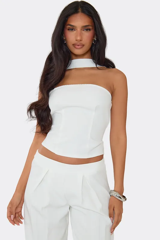 Corset Style Sleeveless Bandeau Wrap Corset Top - EGO