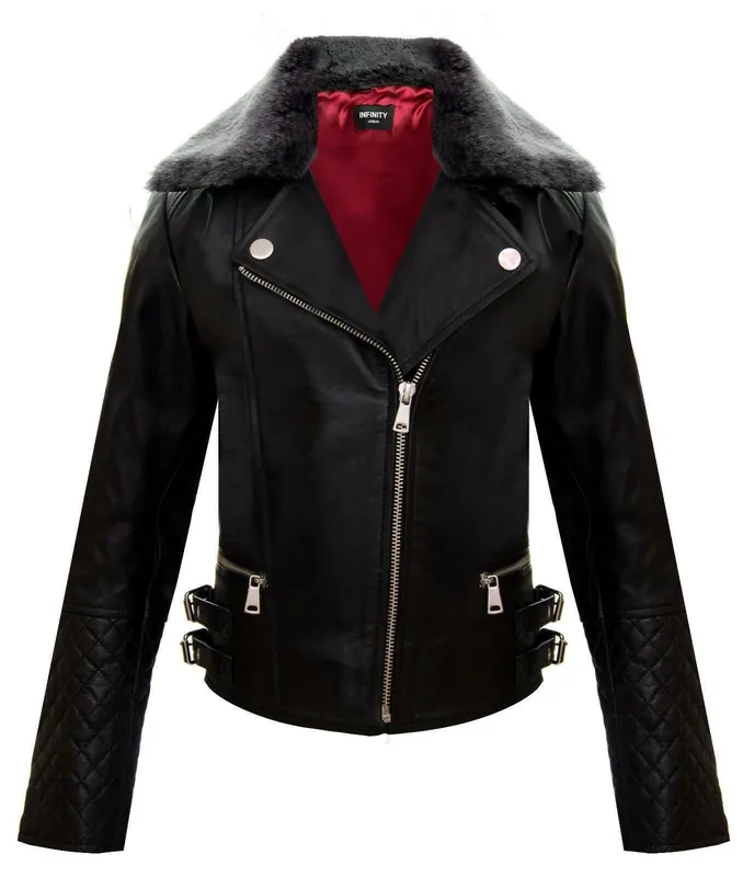 100% Leather Detachable Collar Biker Jackets (3-13 Years)