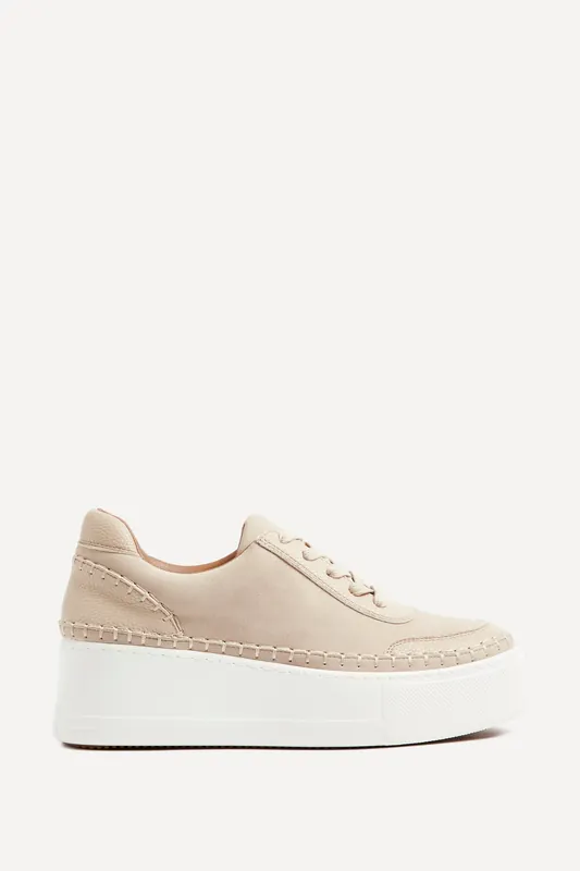 Harlem Nude Faux Suede and Leather Platform Trainer - Linzi