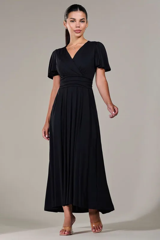 Short Sleeve Soft Silky Jersey Maxi Dress - Jolie Moi