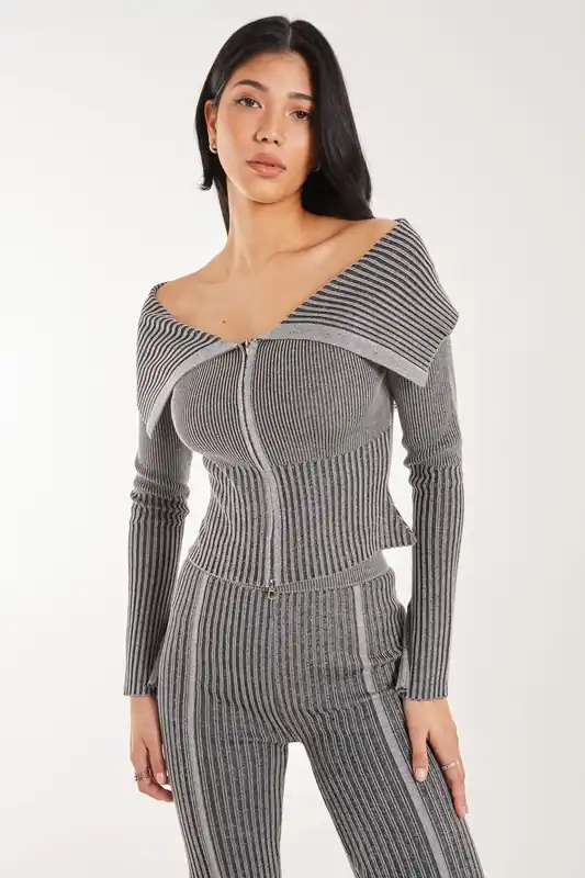 Washed Rib Fold-Over Cardigan
