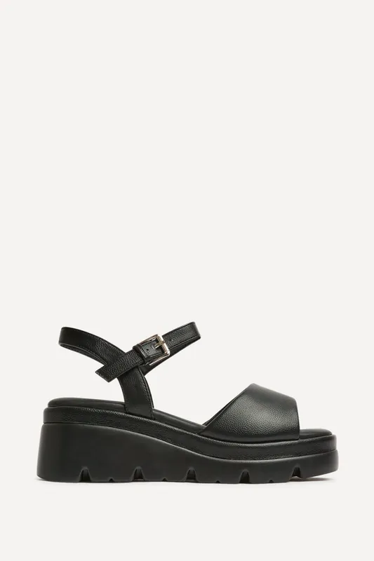 Nyla Black Platform Cleated Sandals - Linzi