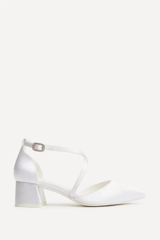 Faith Bridal Ivory Satin Low Court Heels - Linzi