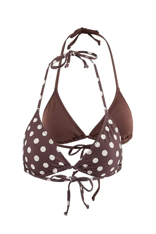 Polka Dot Printed Triangle Bikini Top 2 Pack with Adjustable Straps - WOVCOR