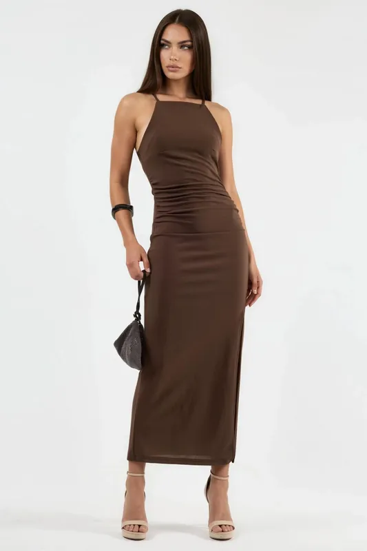Maxi Dress with Drape Detail - Busem