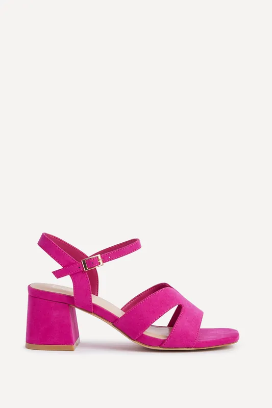 Empire Wide Fit Fuchsia Faux Suede Link Detail Block Heels - Linzi