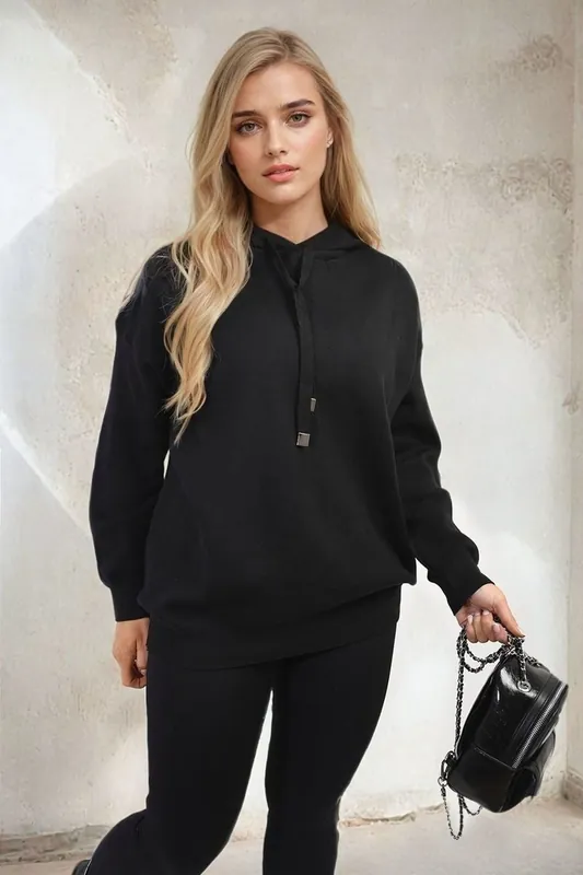 Mikayla Back Heart Print Knitted Hoodie - IKRUSH