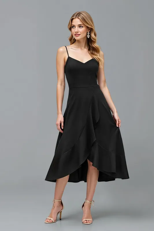 V-neck Sleeveless Dress with Ruffled Hem