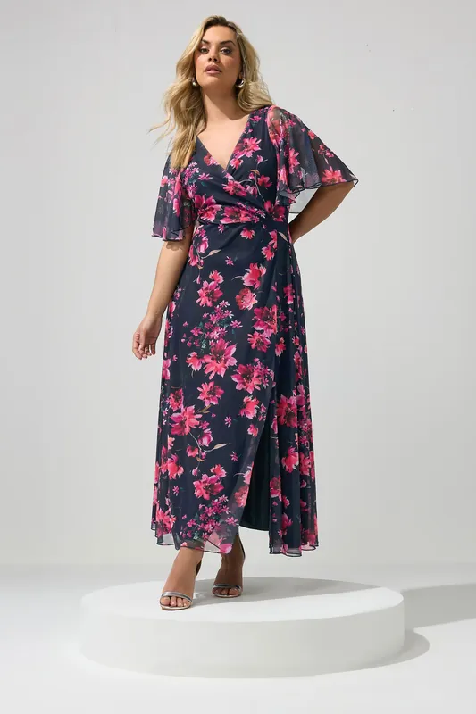Floral Angel Sleeve Maxi Dress - Yours