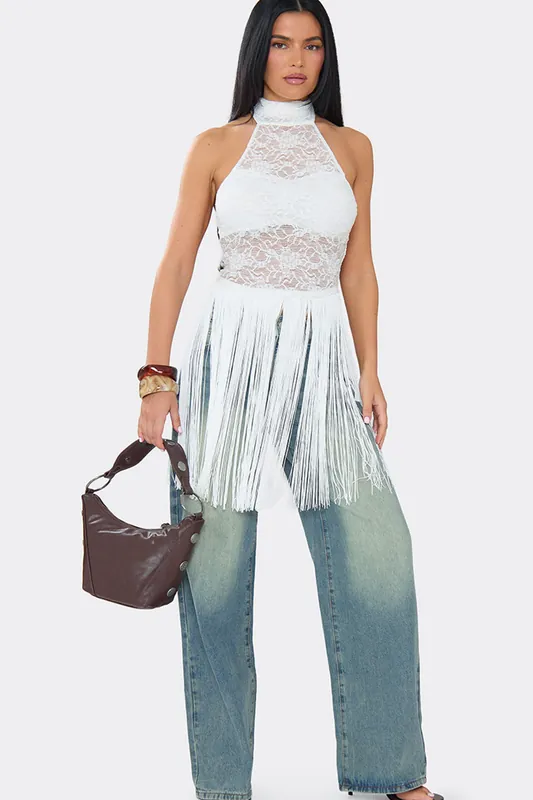 Sleeveless High Neck Lace Top - EGO