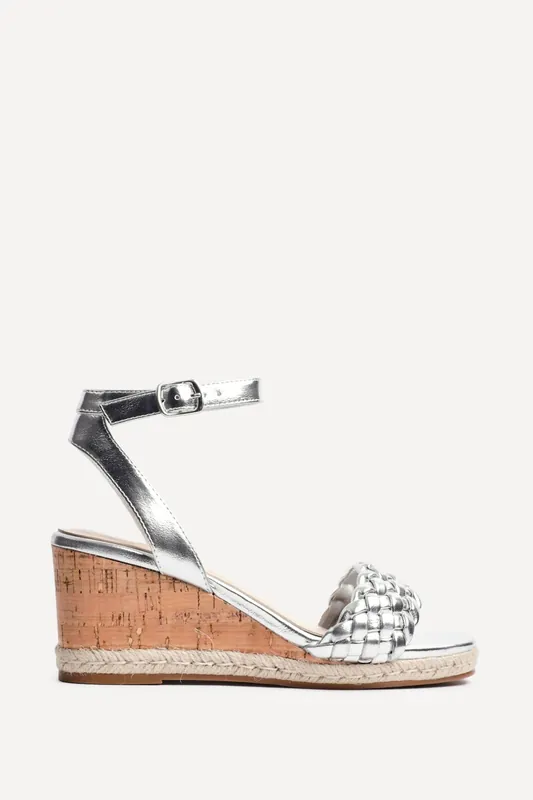 Regan Silver Faux Leather Wedge Sandals - Linzi