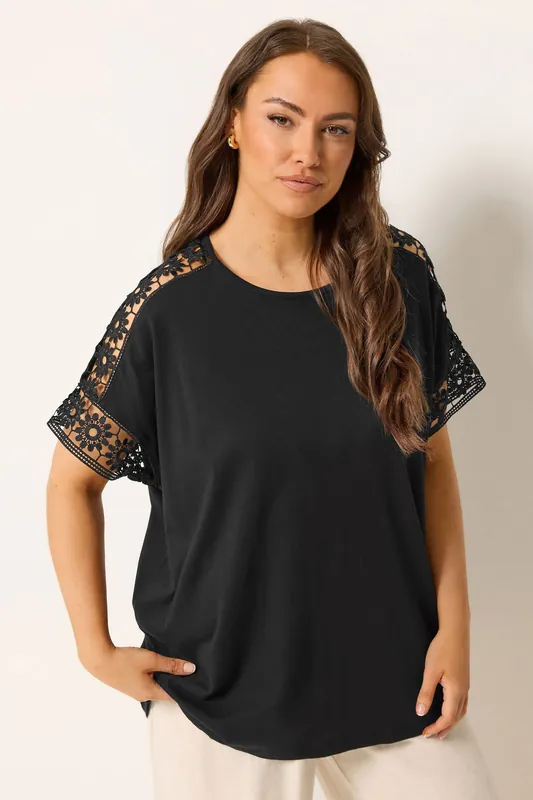 Crochet Sleeve Boxy T-Shirt