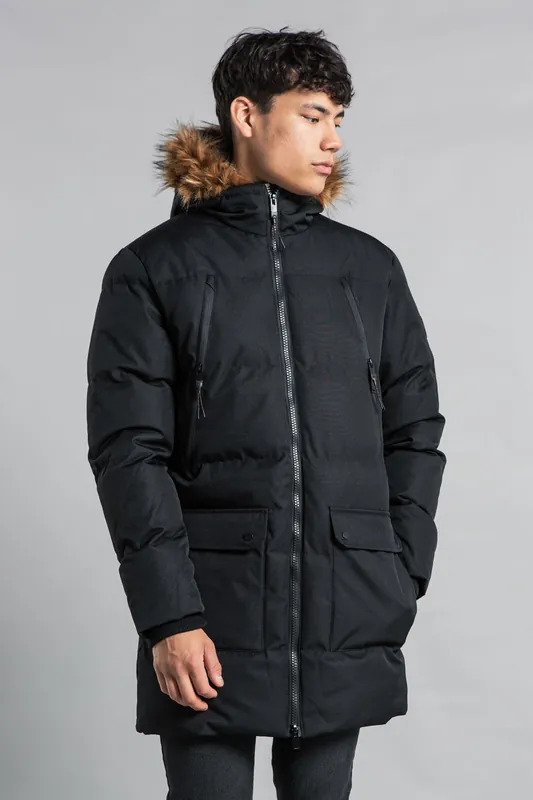 Padded Longline Coat with Faux Fur Hood - Tokyo Laundry