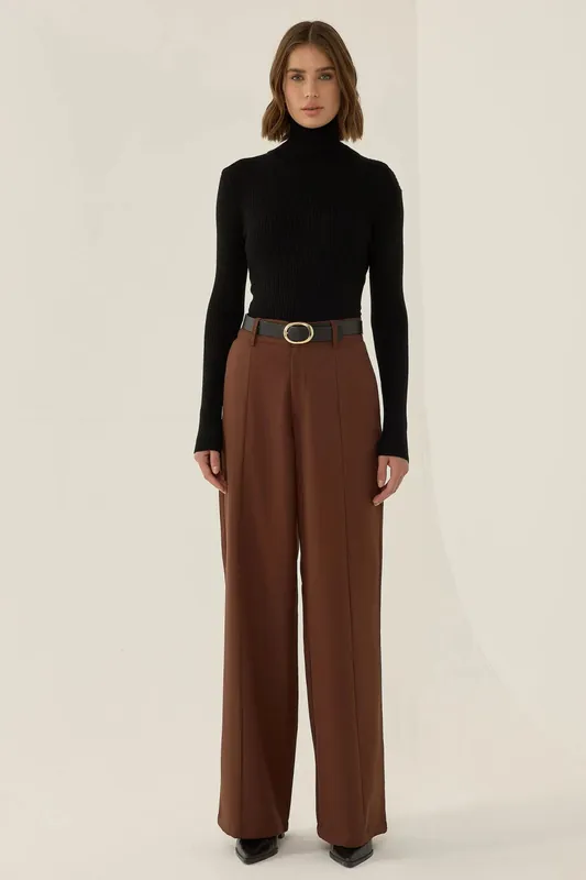 High-Waist Pleated Wide-Leg Trousers