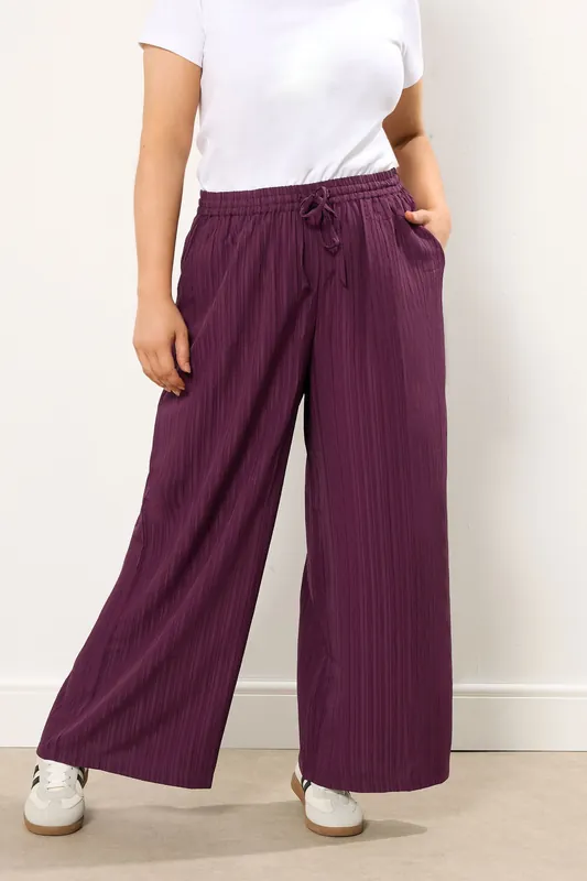 Crinkle Wide Leg Trousers - Yours
