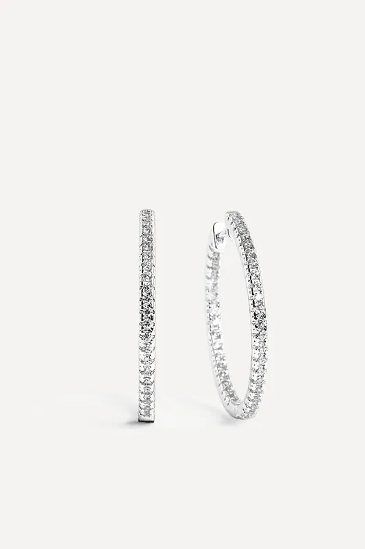 Eternal Silver Crystal Hoop Earrings - Linzi