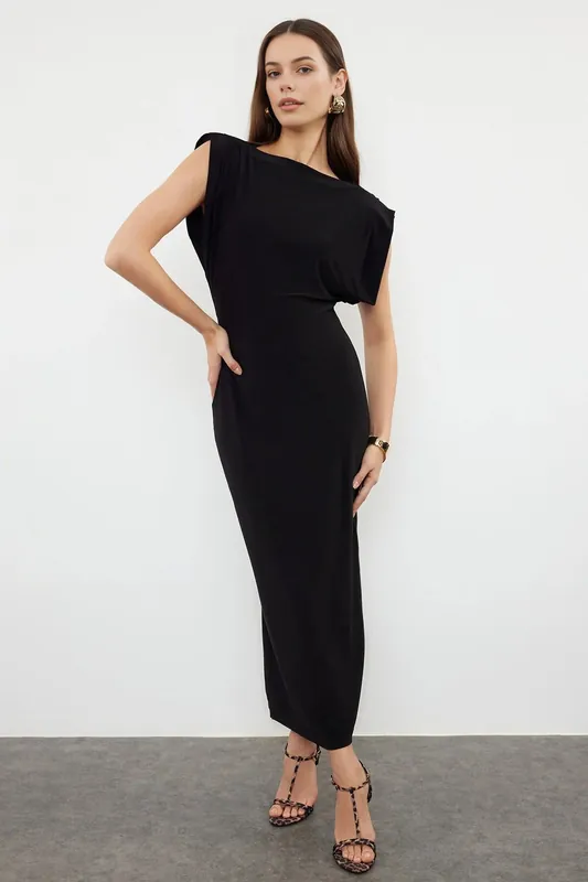 Padded Draped Bodycon Midi Dress - WOVCOR