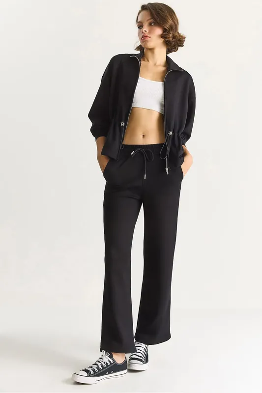 Fitted Long Sleeve Jacket and Flare Pants Co-ord Set