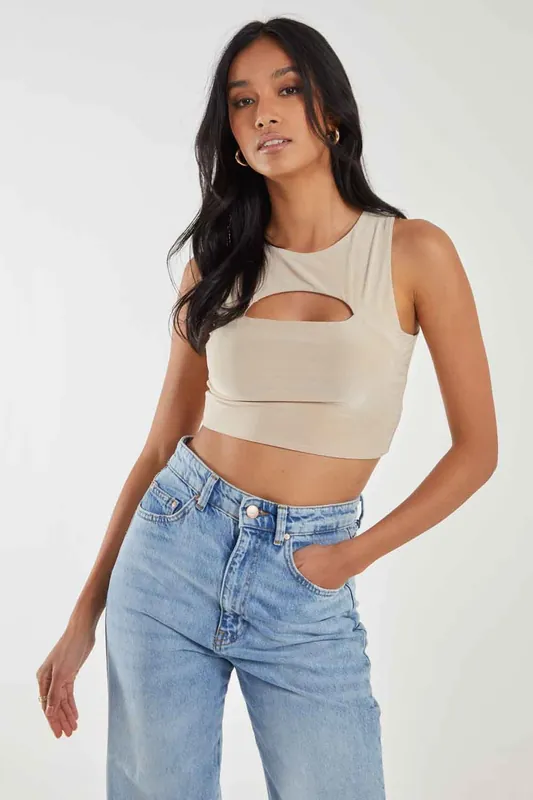 Letterbox Slinky Crop Top - Pink Vanilla