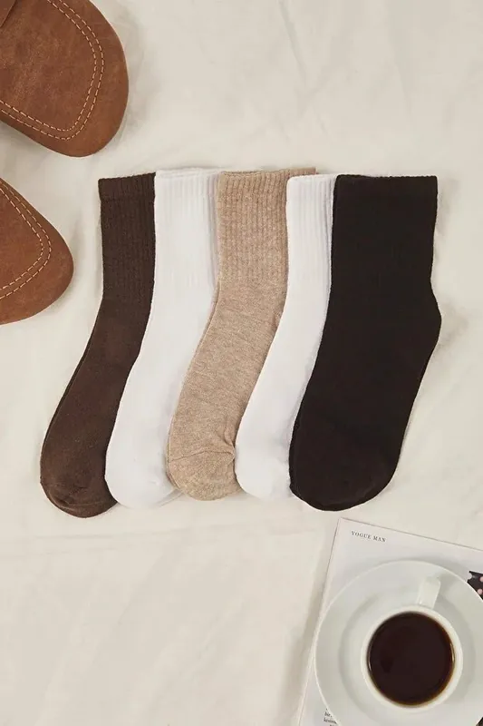 5 Pack Cotton Knit Crew Socks - WOVCOR