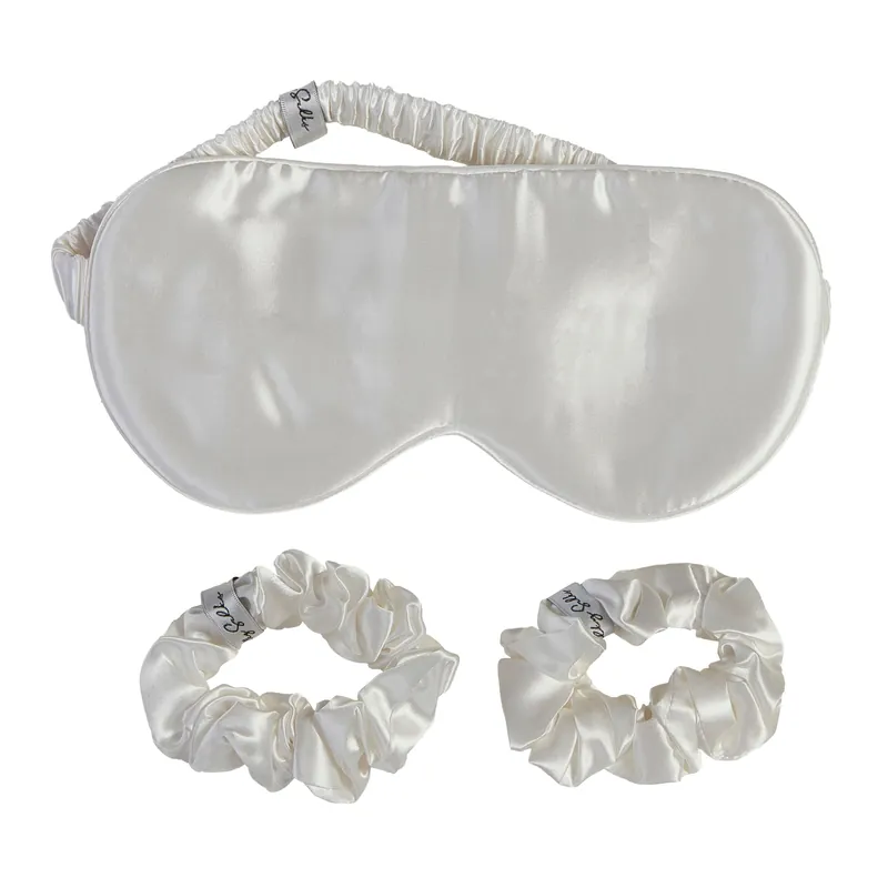 100% Mulberry Silk Eyemask and Scrunchies Gift Set - Silky Silks