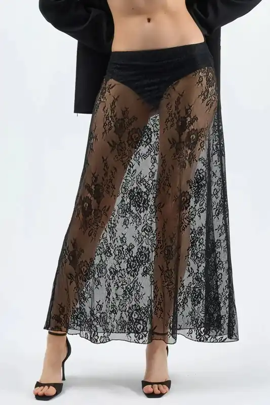 High Waist Lace Maxi Skirt - Hiccup
