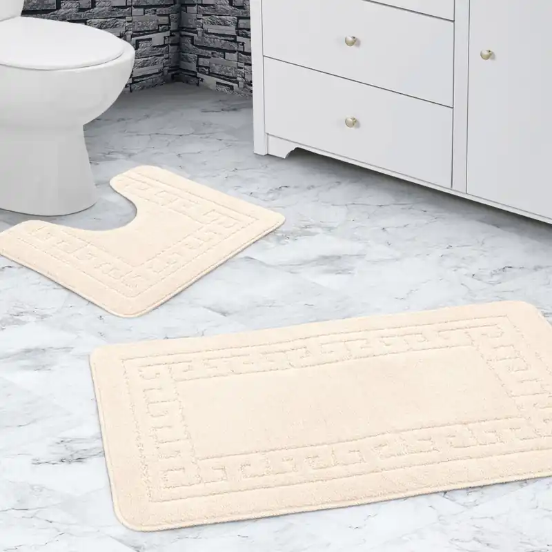 Greek Key Bathmat Set - Antislip