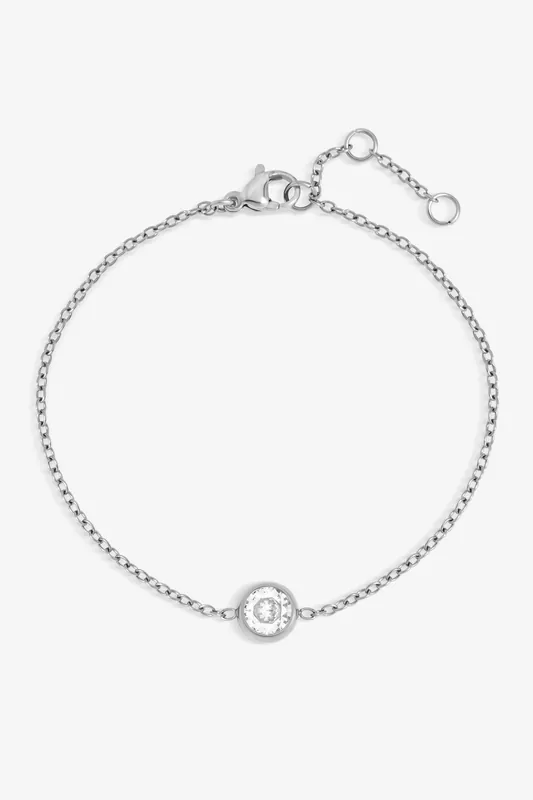 Sterling Silver Plated Waterproof Bezel Bracelet - Jon Richard