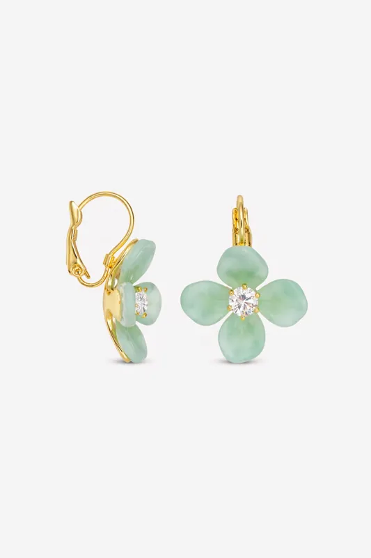 Gold Plated Resin Flower Drop Earrings - Jon Richard