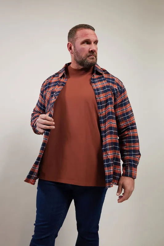 Check Print Long Sleeve Flannel Shirt - BadRhino