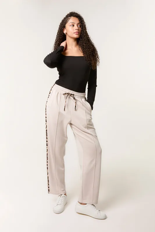 Stone Leopard Side Stripe Jogger - Blue Vanilla