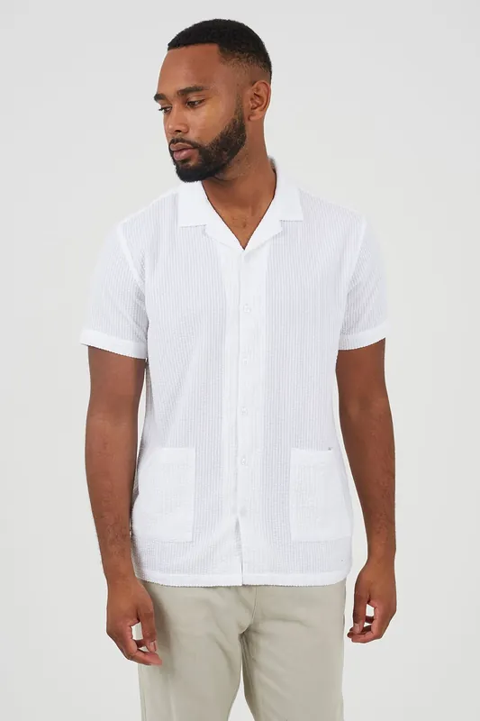 Revere Collar Patch Pocket Short Sleeve Shirt - Brave Soul