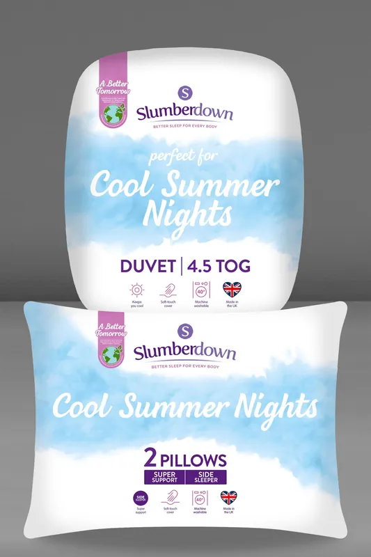 Cool Summer Nights 4.5 Tog Summer Duvet With 2 Firm Support Pillows - Slumberdown
