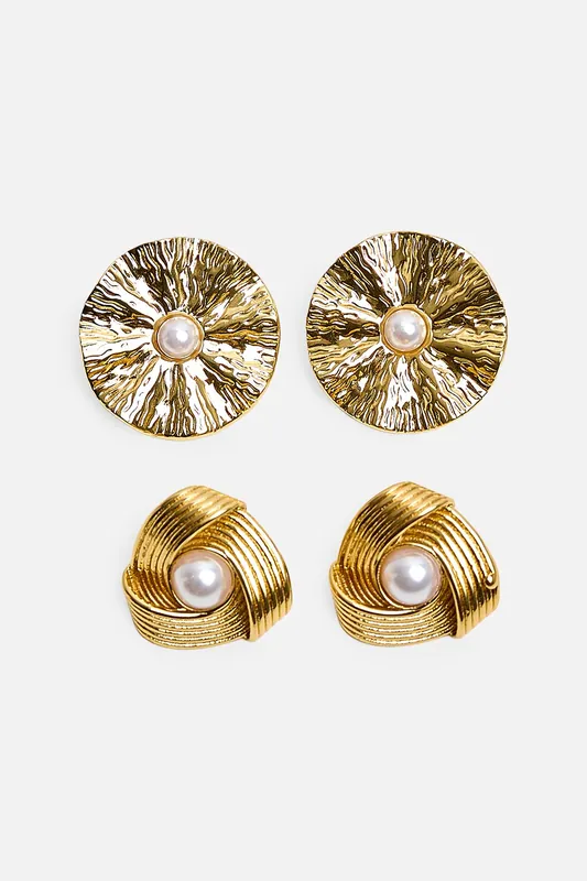 Gold and Pearl Earring Two Pack - Public Desire