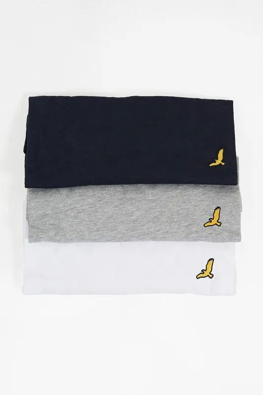 3-Pack Crew Neck T-Shirts with Rib Detail