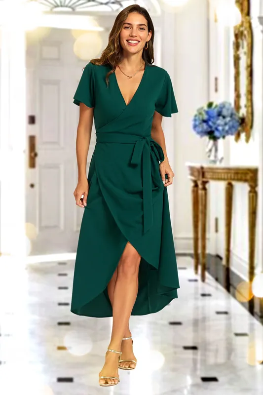 Wrap Maxi Dress In Green - FS Collection