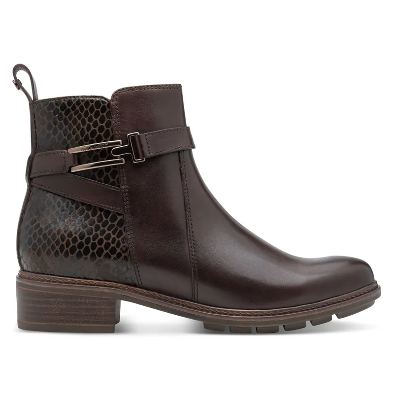 Tamaris Leather Buckled Zip Biker Ankle Boots - Infinity Leather