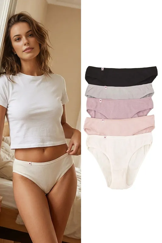 5 Pack Ribbed Cotton Knitted Bikini Briefs - WOVCOR