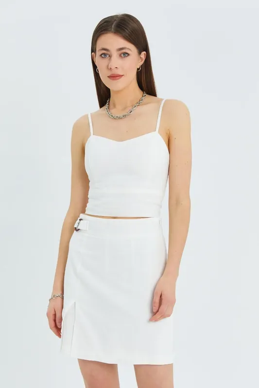 Sweetheart Neckline Strappy Crop Cami Top - MixRay