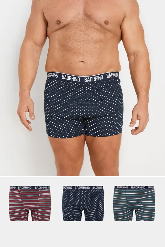 3 Pack Stripe & Spot Boxers - BadRhino