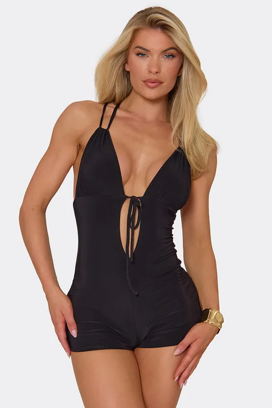 Strappy Plunging Neckline Micro Playsuit - EGO