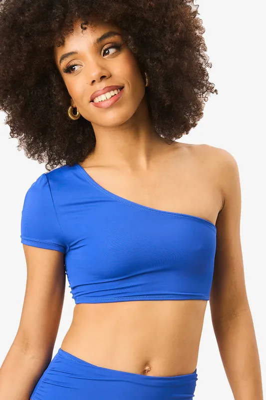 Cobalt Blue One Shoulder Bikini Top - Gini London