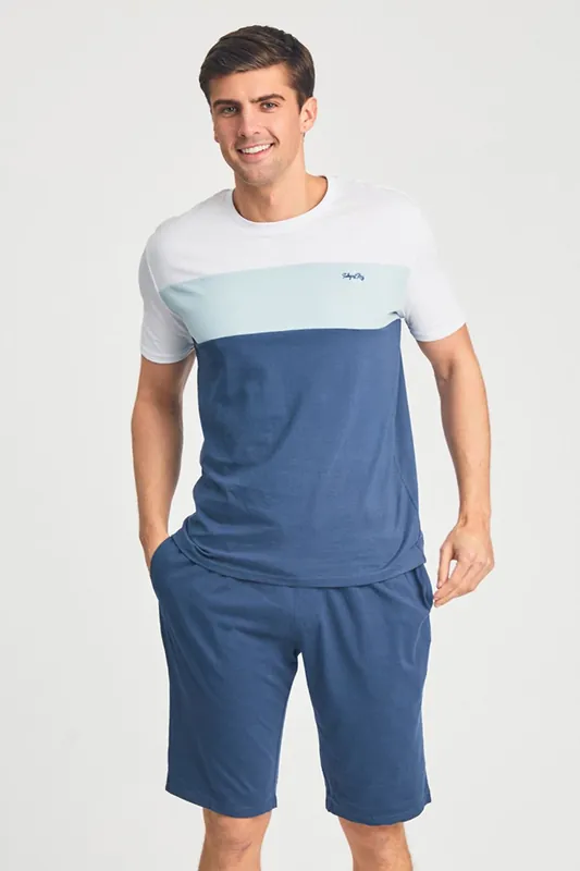 Cotton 2-Piece Short Sleeve Top and Jersey Shorts Pyjama Set